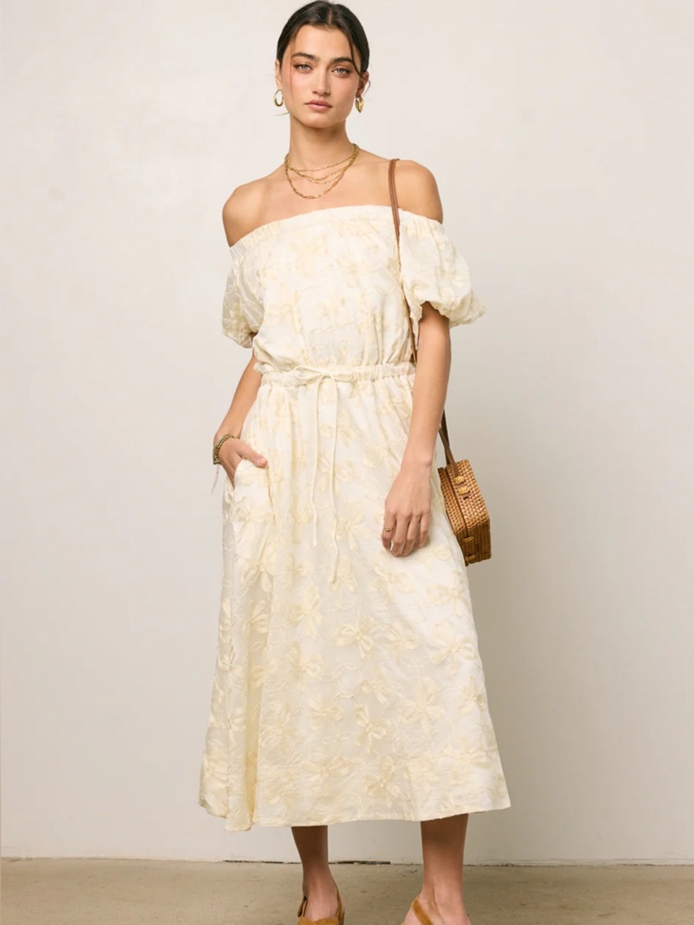 Bohme Cream Floral Embroidered Dress - Picture 6 of 6